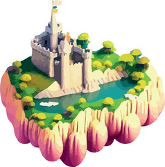 Naklejka premium Isometric projection of the vector of a castle 