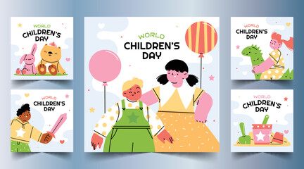 flat world children s day banners collection vector design illustration