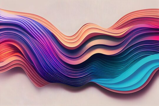 Graphical art of a colorful wave curl rainbow strip background