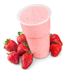 Strawberry smoothie on white background