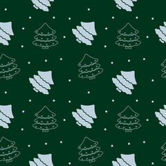 Vector winter seamless pattern. Illustration of new year trees. Merry Christmas and happy New Year. Christmas background. Winter wrapping.