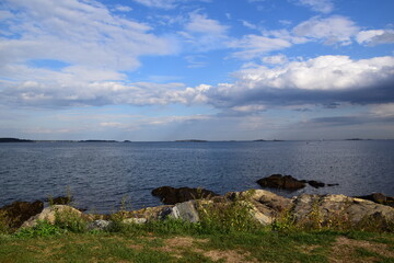 Calm Bay in Massachusetts - Rocks, Water, Sky