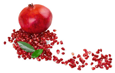 Fresh pomegranates with seeds isolated on white