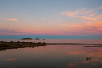 Fototapeta premium View of the Medes Islands during a colorful evening 