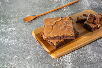 delicious homemade chocolate brownie over table, delicious tasty dessert