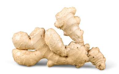 Fresh ginger on white background