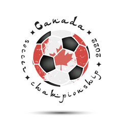 Obraz premium Soccer ball with Canada national flag colors