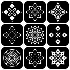 Abstract Icons Set. Black and White Design Elements.