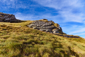 Nidza mountain in the southern part of North Macedonia. The border between North Macedonia and Greece passes over the mountain. 