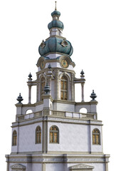 Fototapeta na wymiar 3D rendered Old Fantasy Town Hall Building on Transparent Background - 3D Illustration