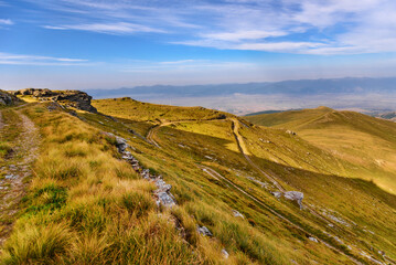 Nidza mountain in the southern part of North Macedonia. The border between North Macedonia and...