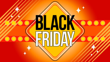 Black Friday promotional banner with elements and gradient background
