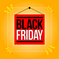 Black Friday promotional square banner with elements and gradient background
