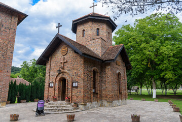 Loznica, Serbia - July 11, 2022: Orthodox church in the ethnic village of Sunčana Reka