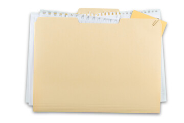 File Folder with Documents on white background