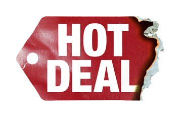 Burning label with text "hot deal" on transparent background