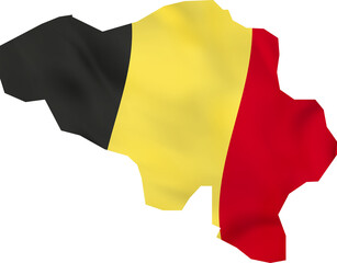 Belgium map with waving flag.