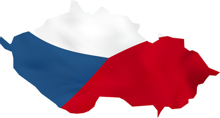 Czech Republic map with waving flag.