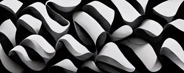 Fototapety  Black and white abstract scale pattern, wallpaper background, 3d illustration