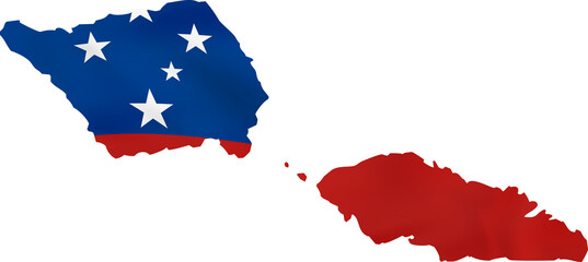 Samoa map with waving flag.