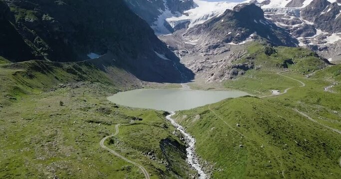 Aerial View of Swiss Mountain Pass in Susten, Switzerland