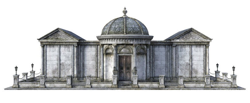 3D rendered Old Fantasy Crypt Building on Transparent Background - 3D Illustration