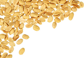 Dried Peanuts on white background with blank space