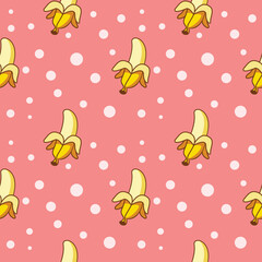 cute banana fruit seamless pattern background