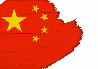 Abstract China flag with ink brush stroke effect