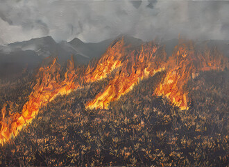 Landscape Burn Bomb Red Mountain Heat Flames Blaze Explosion Destruction Forest Fire Flame Volcano Cloud Burning Disaster Danger Black Hot Lava Sky Ecology Smoke Nature