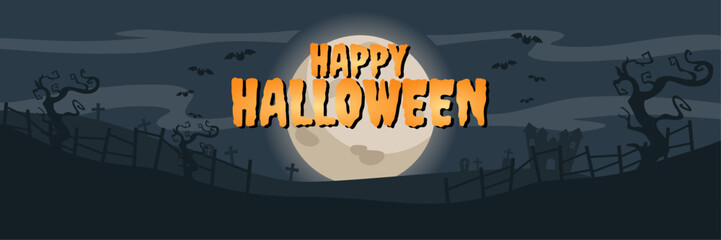 Happy Halloween Background, Poster, Banner with Castle Icon, Jack O Lantern Icon and dark grey color. Suitable to use on Halloween event. Also suitable for uploading social media at Halloween events