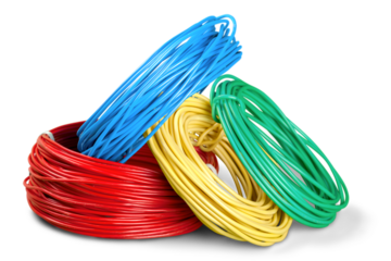 Multicolored computer cables isolated on white background