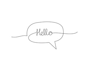 hello speech bubble continuous single line vector illustration © Faisal