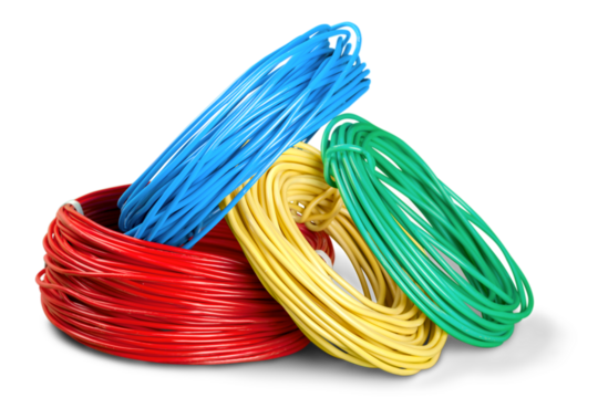 Multicolored computer cables isolated on white background