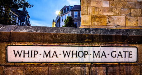 A night view of Whip-Ma-Whop-Ma-Gate, a short street in York, which is said to be one of the...
