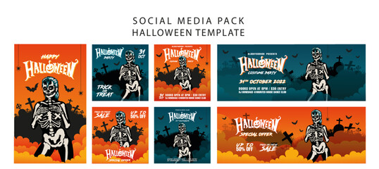 Naklejka na ściany i meble Set of vector Halloween banners