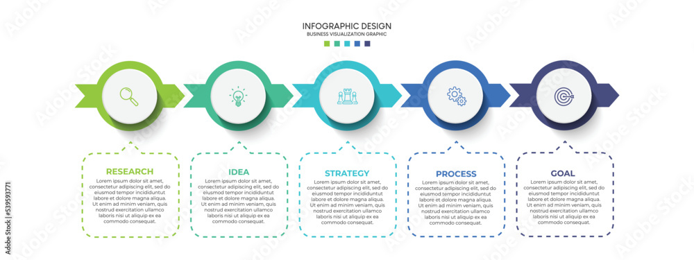 Leinwandbilder steps business data visualization timeline process infographic template design with icons