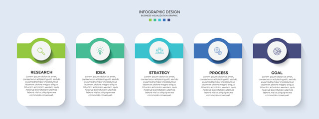 Steps business data visualization timeline process infographic template design with icons