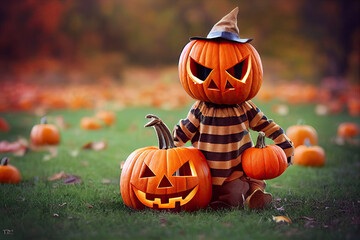 Naklejka premium Halloween Scarecrow