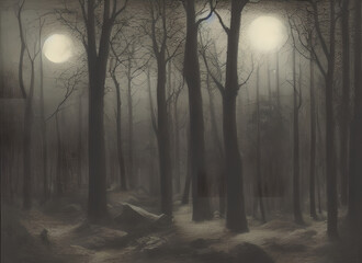 Fototapeta premium Light Morning Landscape Sun Green Black Path Winter Mist Fog Trees Dark White Sunlight Misty Rays Autumn Woodland Tree Road Forest Foggy Wood Nature Woods