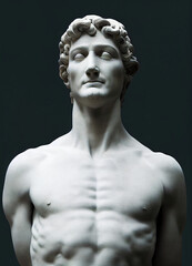 Portrait of Roman sculpture. Isolated black.
