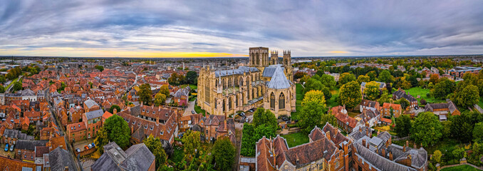 Aerial view of York minster in England