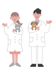 案内をする獣医のイラスト