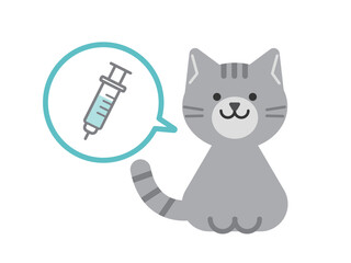 猫のワクチン接種のイラスト