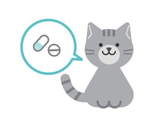 猫の投薬治療のイラスト