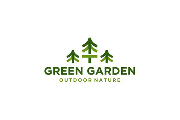 Fototapeta na wymiar Plant nature green logo design organic farming icon symbol growing company pine spruce trunk tree