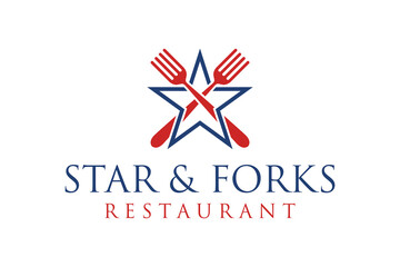 Star and fork logo design restaurant element icon symbol shape utensil tool