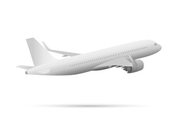 3d plane visualization in bright white color seen from the back side