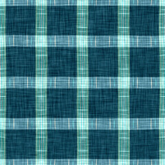 Teal rustic coastal beach house check fabric tile. Seamless sailor flannel textile gingham repeat swatch.