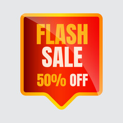 Red ribbon discount sale banner. Price tags vector isolated white background